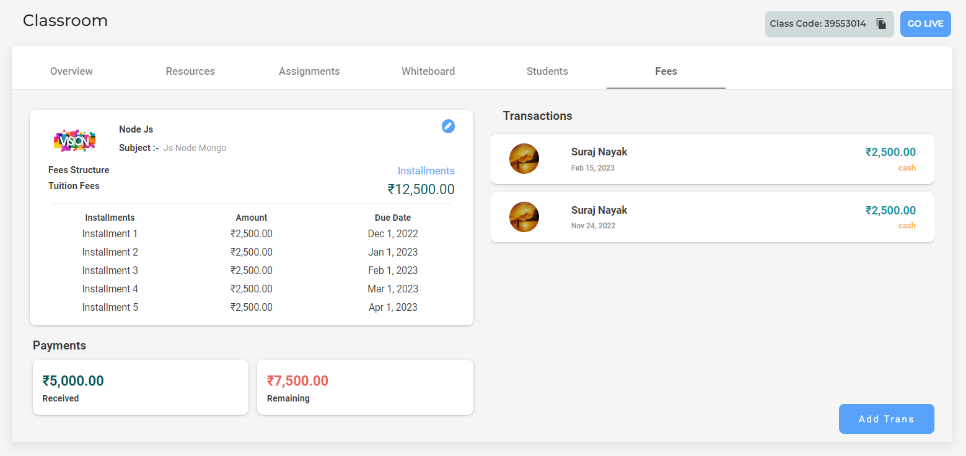 Fees Management